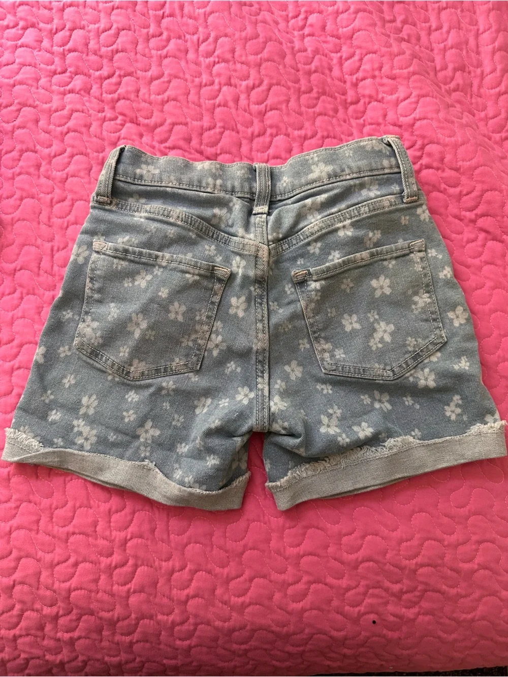 Old Navy Light Blue Floral Denim Girls' Rolled-Hem Shorts